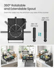 Dish Drying Rack – Metal – Ink Black – 360° Rotatable with Extendable Spout