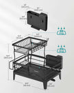 Dish Drying Rack – Metal – Ink Black – 360° Rotatable with Extendable Spout