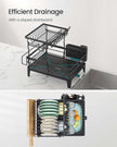 Dish Drying Rack – Metal – Ink Black – 360° Rotatable with Extendable Spout