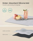 Dish Drying Rack – Steel – Matte White and Dove Grey – Expandable Design with Water-Absorbent Silicone Mat