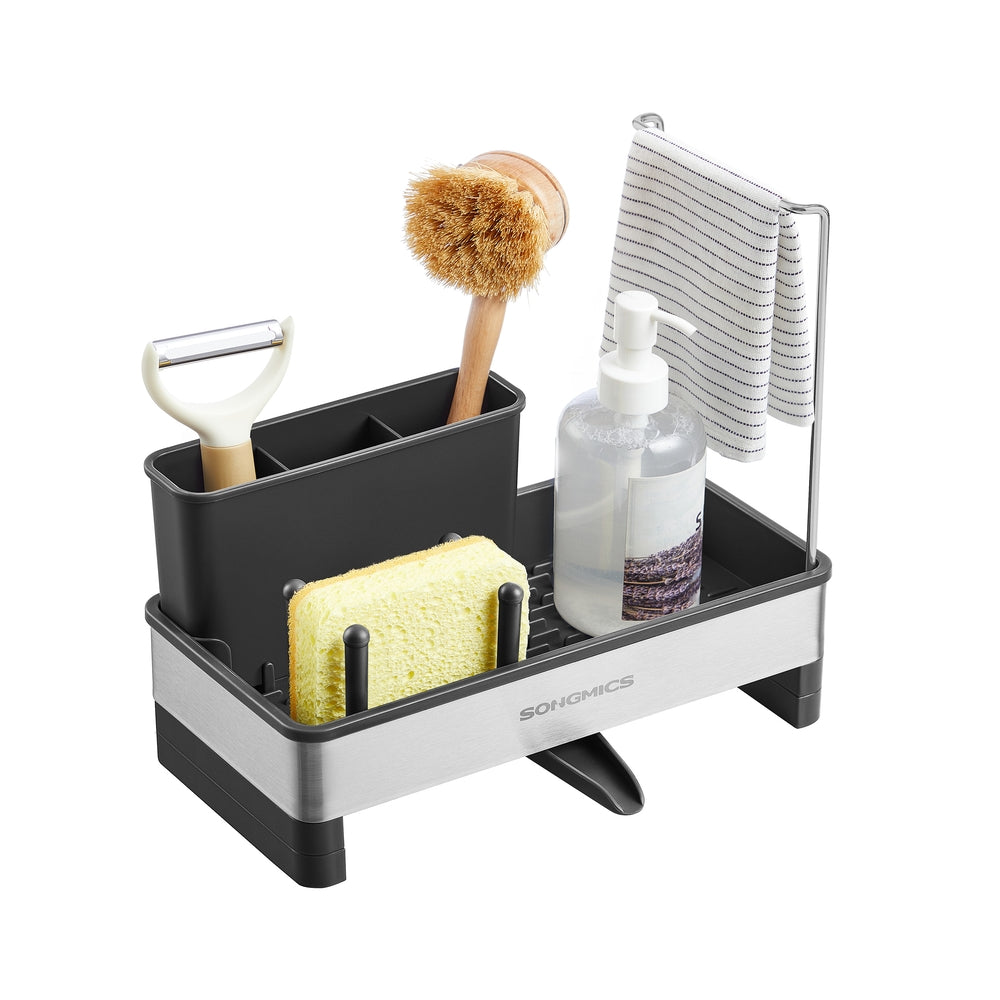 Kitchen Sink Caddy - 12.7L - Stainless Steel - Sponge Holder - Rotatable Spout