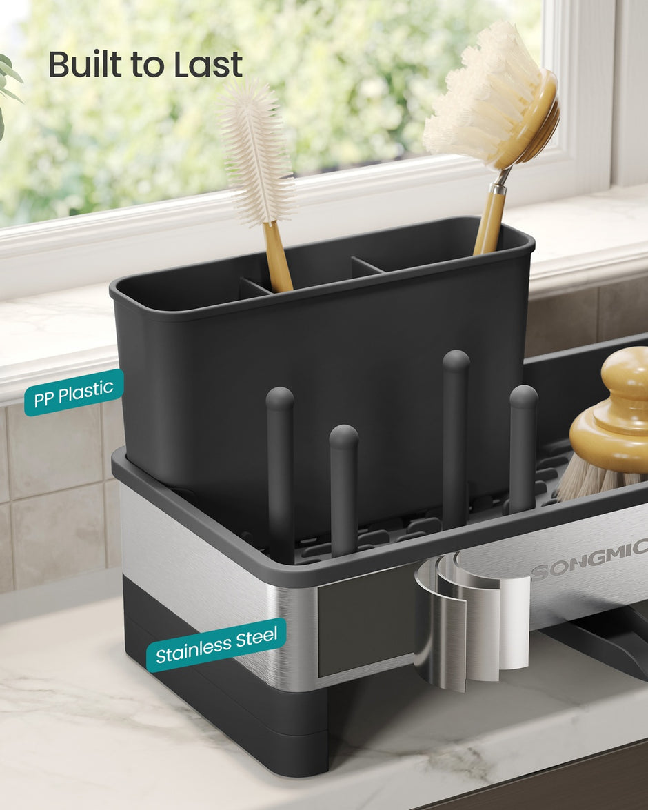 Kitchen Sink Caddy - 12.7L - Stainless Steel - Sponge Holder - Rotatable Spout
