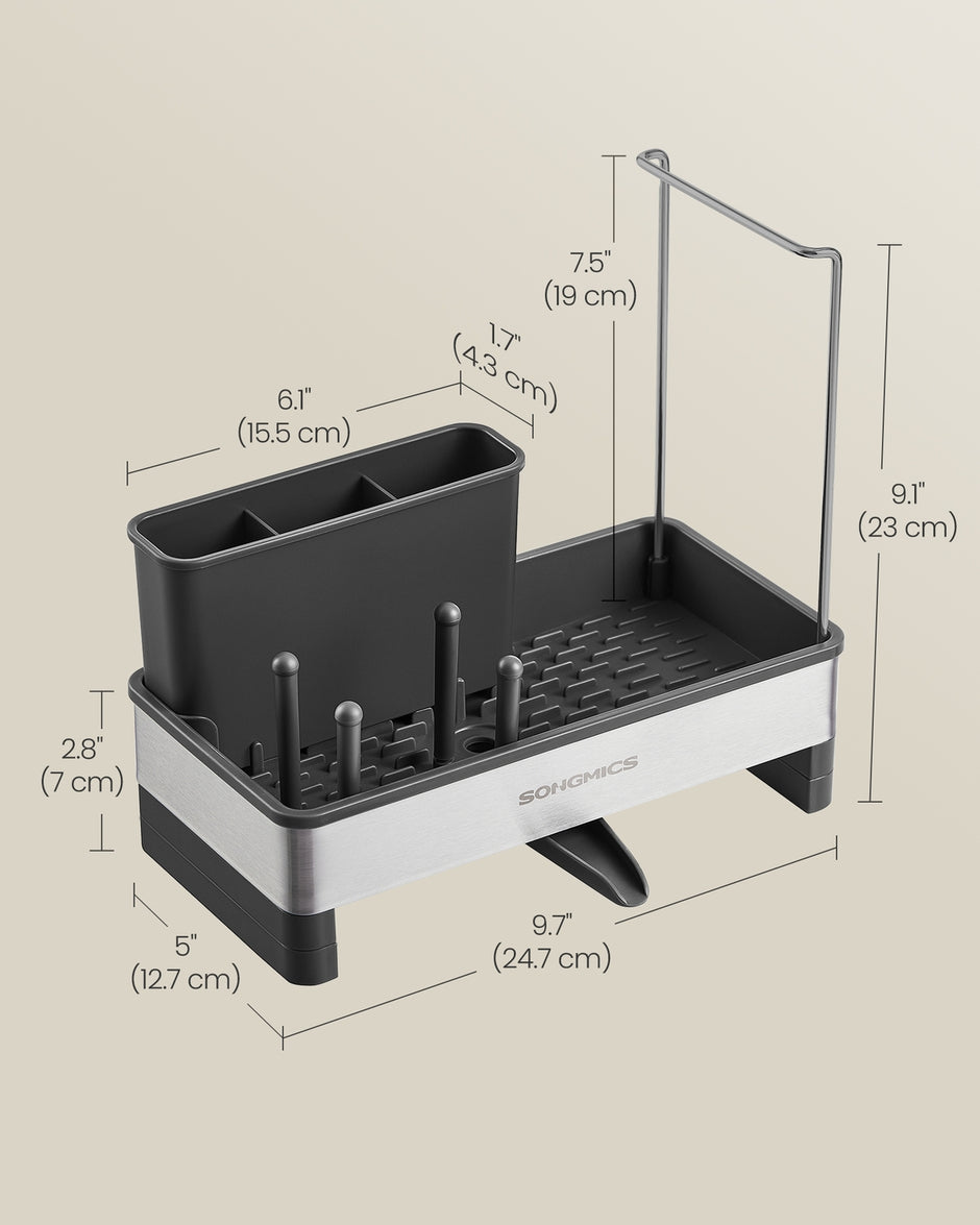 Kitchen Sink Caddy - 12.7L - Stainless Steel - Sponge Holder - Rotatable Spout