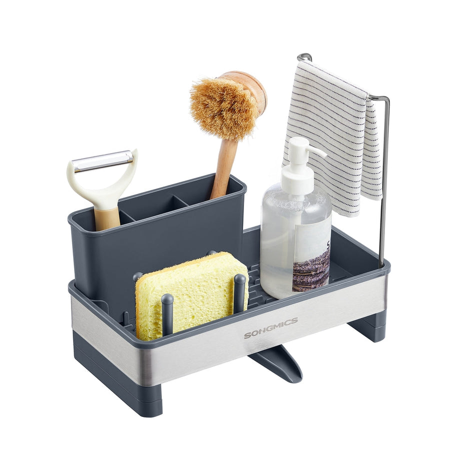 Kitchen Sink Caddy - 12.7L - Stainless Steel - Sponge Holder - Rotatable Spout