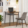 Square Dining Table – Wood and Metal – Rustic Brown and Black – Compact Design with Storage Compartment