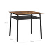 Square Dining Table – Wood and Metal – Rustic Brown and Black – Compact Design with Storage Compartment