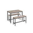 Dining Table Set – Steel Frame – Heather Greige and Ink Black – Industrial Design with 2 Benches