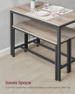 Dining Table Set – Steel Frame – Heather Greige and Ink Black – Industrial Design with 2 Benches
