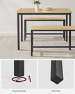 Dining Table Set – Steel – Rustic Brown and Black – Industrial Design with 2 Benches