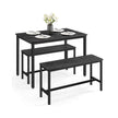 Dining Table Set – Steel – Rustic Brown and Black – Includes 2 Benches