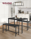 Dining Table Set – Steel – Rustic Brown and Black – Includes 2 Benches