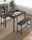 Dining Table Set – Steel – Rustic Brown and Black – Includes 2 Benches