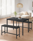Dining Table Set – Steel – Rustic Brown and Black – Includes 2 Benches
