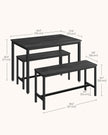 Dining Table Set – Steel – Rustic Brown and Black – Includes 2 Benches