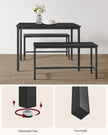 Dining Table Set – Steel – Rustic Brown and Black – Includes 2 Benches