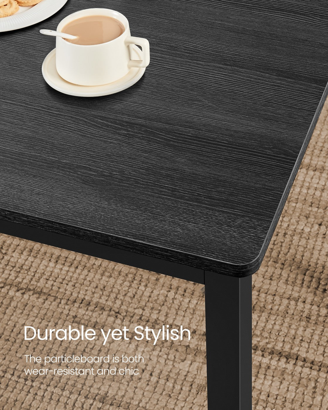 Dining Table Set – Steel – Rustic Brown and Black – Includes 2 Benches