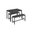 Dining Table Set – Steel – Ash Black and Ink Black – Industrial Design with 2 Benches