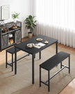 Dining Table Set – Steel – Ash Black and Ink Black – Industrial Design with 2 Benches