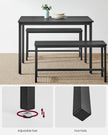 Dining Table Set – Steel – Ash Black and Ink Black – Industrial Design with 2 Benches
