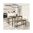 Dining Table Set – Steel – Rustic Brown and Black – Includes 2 Benches