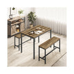 Dining Table Set – Steel – Rustic Brown and Black – Includes 2 Benches