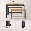 Dining Table Set – Steel – Rustic Brown and Black – Includes 2 Benches