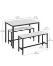 Dining Table Set – Steel – Rustic Brown and Black – Includes 2 Benches