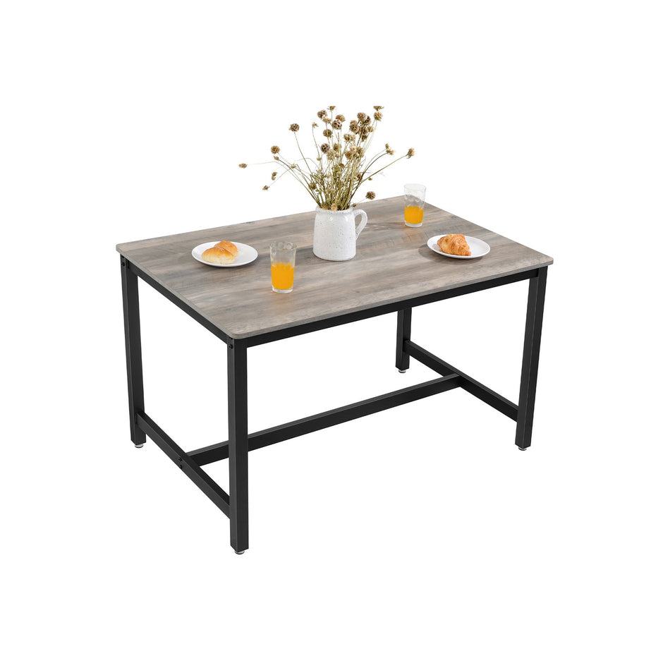 Dining Table – Metal – Greige and Black – Heavy Duty, Industrial Style, Seats 4