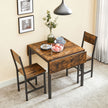 Extendable Dining Table – Wood – Rustic Brown and Ink Black – Folding Design for Small Spaces