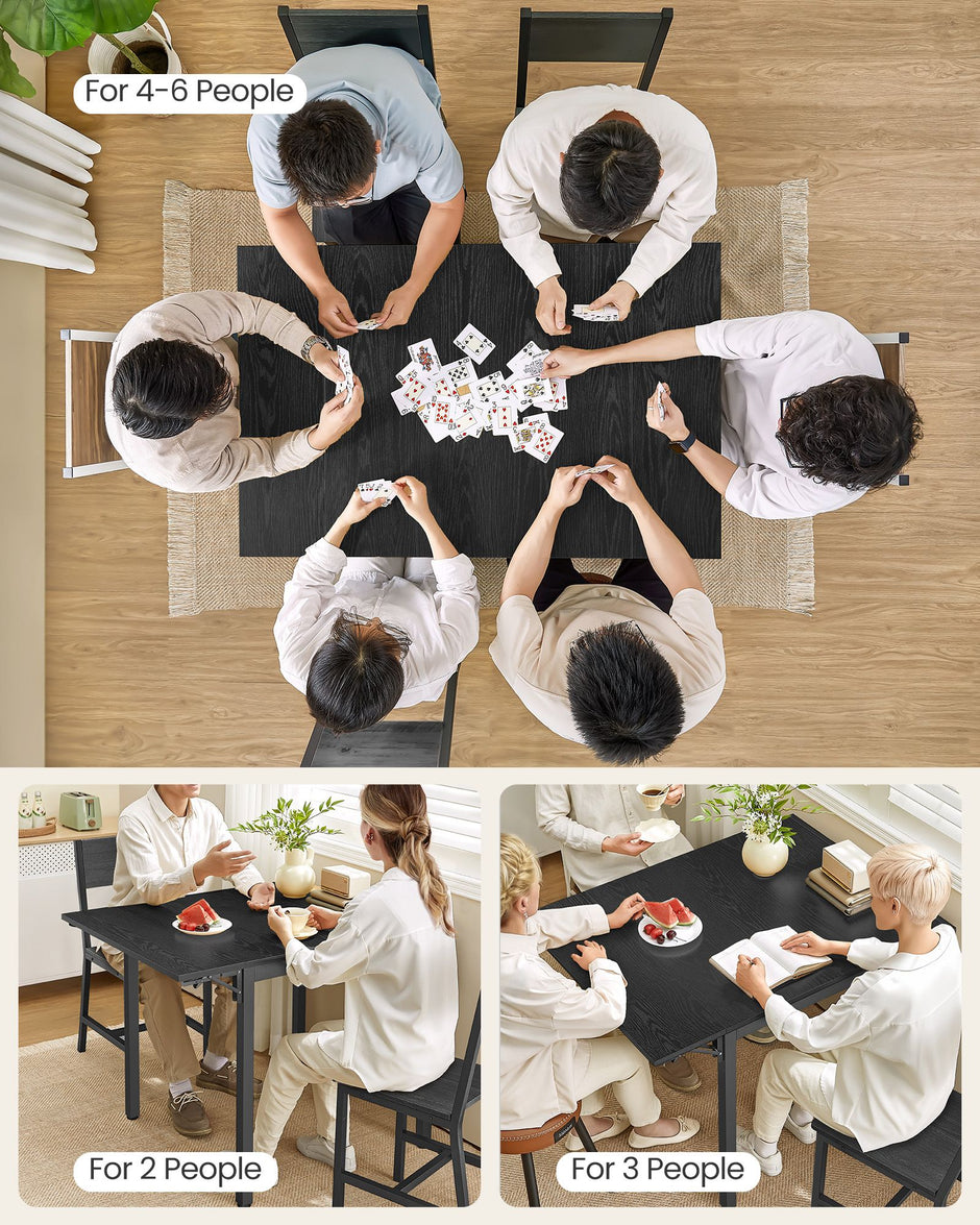Folding Dining Table – MDF – Ebony Black and Ink Black – Extendable for Small Spaces