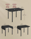 Folding Dining Table – MDF – Ebony Black and Ink Black – Extendable for Small Spaces