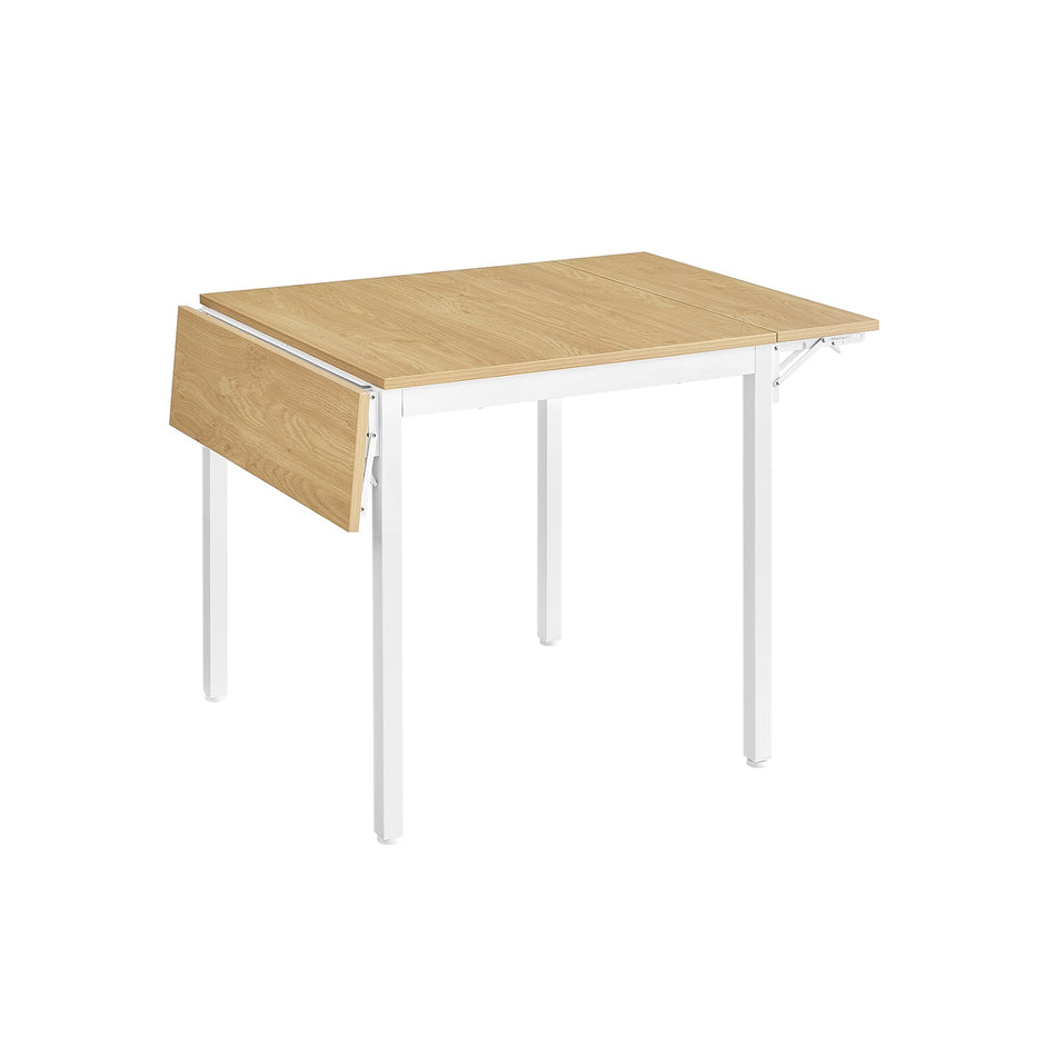 Folding Dining Table – Natural Oak and Cloud White – Extendable for 2-4 People