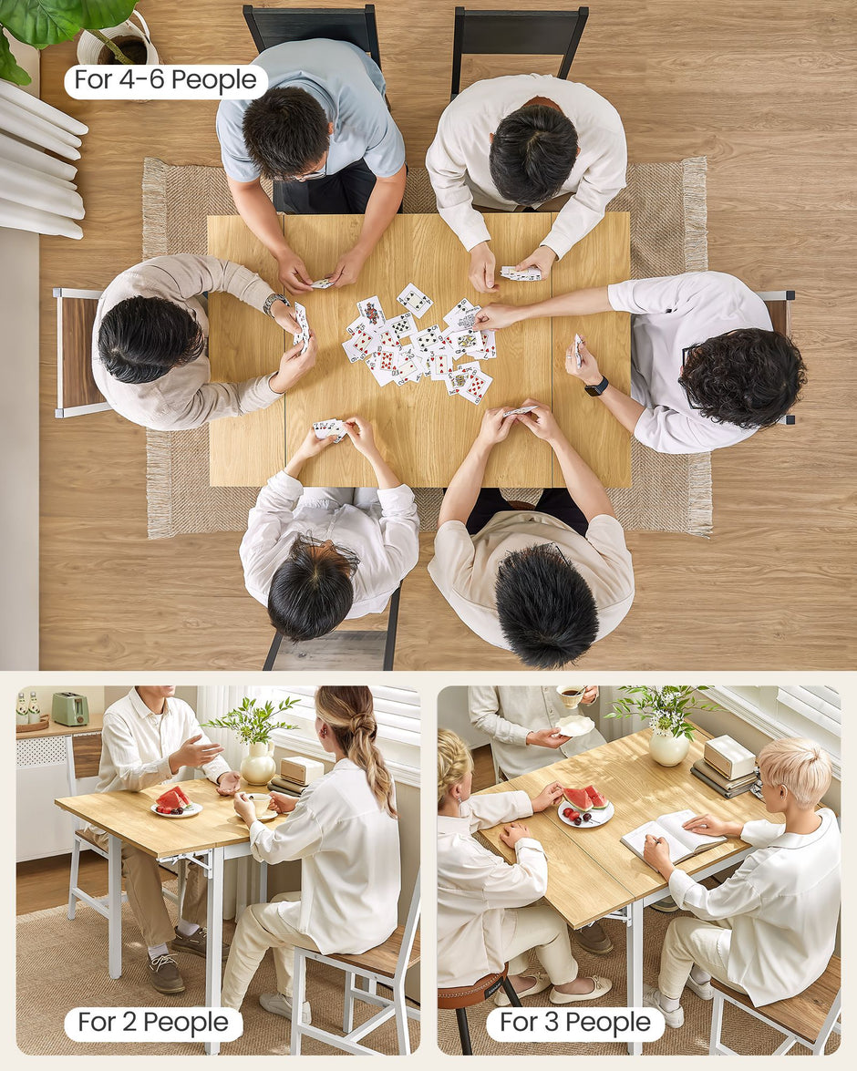 Folding Dining Table – Natural Oak and Cloud White – Extendable for 2-4 People