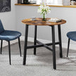 Round Dining Table – Wood and Metal – Rustic Brown and Black – Industrial Style, 80 x 75 cm