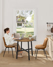 Round Dining Table – Wood and Metal – Rustic Brown and Black – Industrial Style, 80 x 75 cm