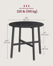 Round Dining Table – Wood – Ebony Black and Ink Black – Industrial Style
