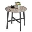 Round Kitchen Table – Metal and Wood – Heather Greige and Ink Black – Industrial Rustic Design