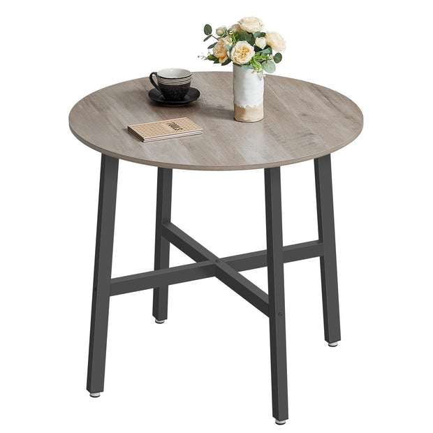 Round Dining Table – Wood – Ebony Black and Ink Black – Industrial Style