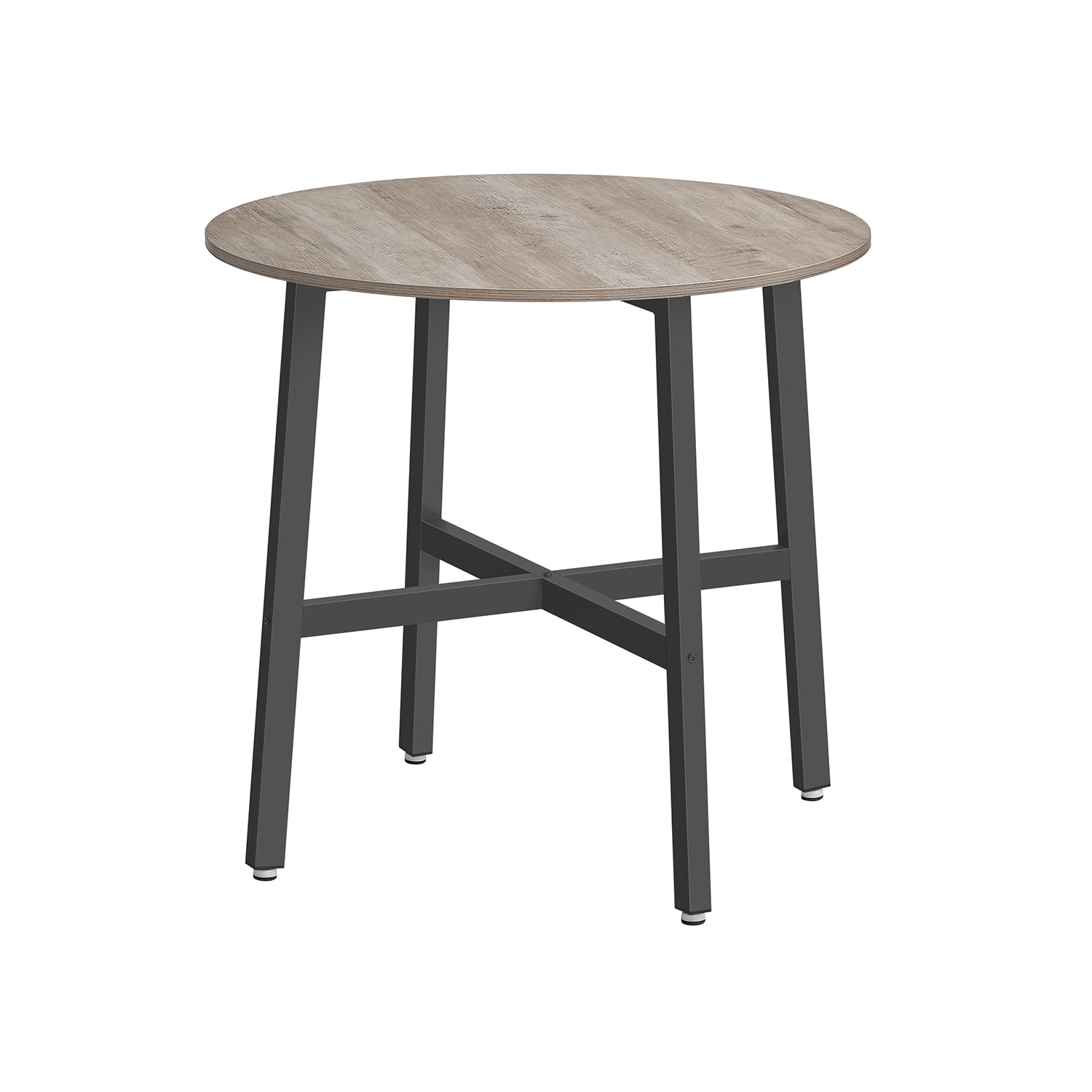 Round Kitchen Table – Metal and Wood – Heather Greige and Ink Black – Industrial Rustic Design