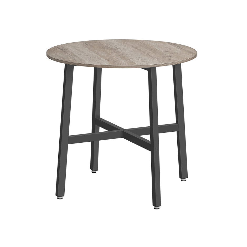 Round Kitchen Table – Metal and Wood – Heather Greige and Ink Black – Industrial Rustic Design