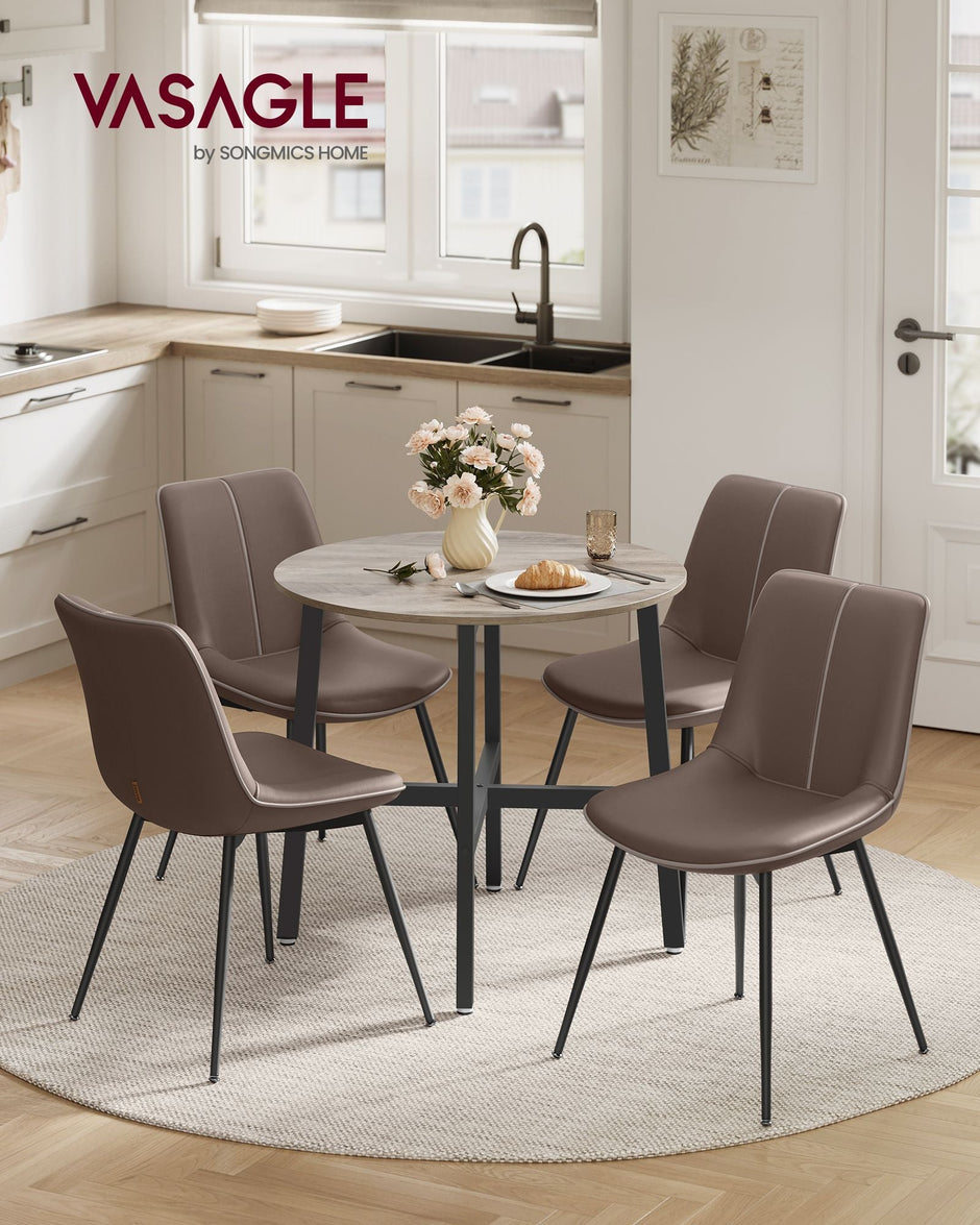 Round Kitchen Table – Metal and Wood – Heather Greige and Ink Black – Industrial Rustic Design