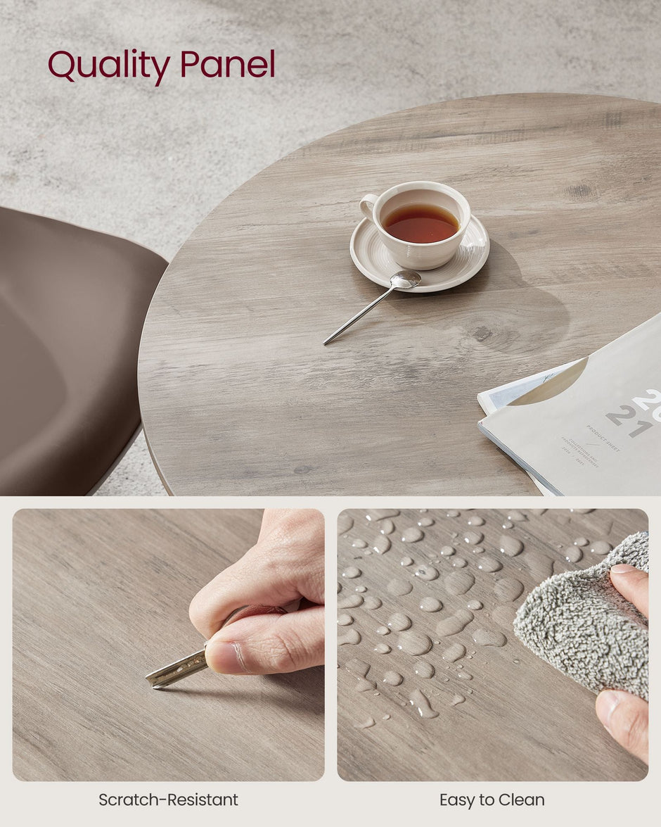 Round Kitchen Table – Metal and Wood – Heather Greige and Ink Black – Industrial Rustic Design