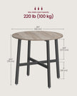 Round Kitchen Table – Metal and Wood – Heather Greige and Ink Black – Industrial Rustic Design