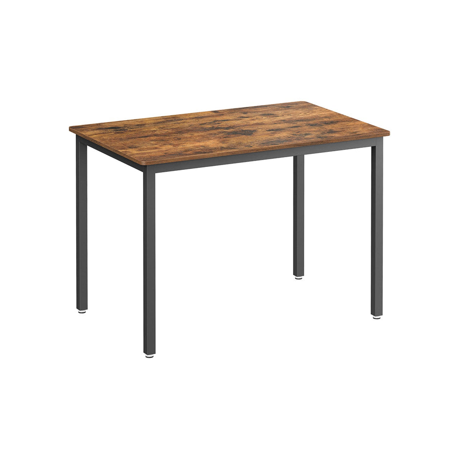 Dining Table – MDF and Metal – Rustic Brown and Black – Seats 4 People