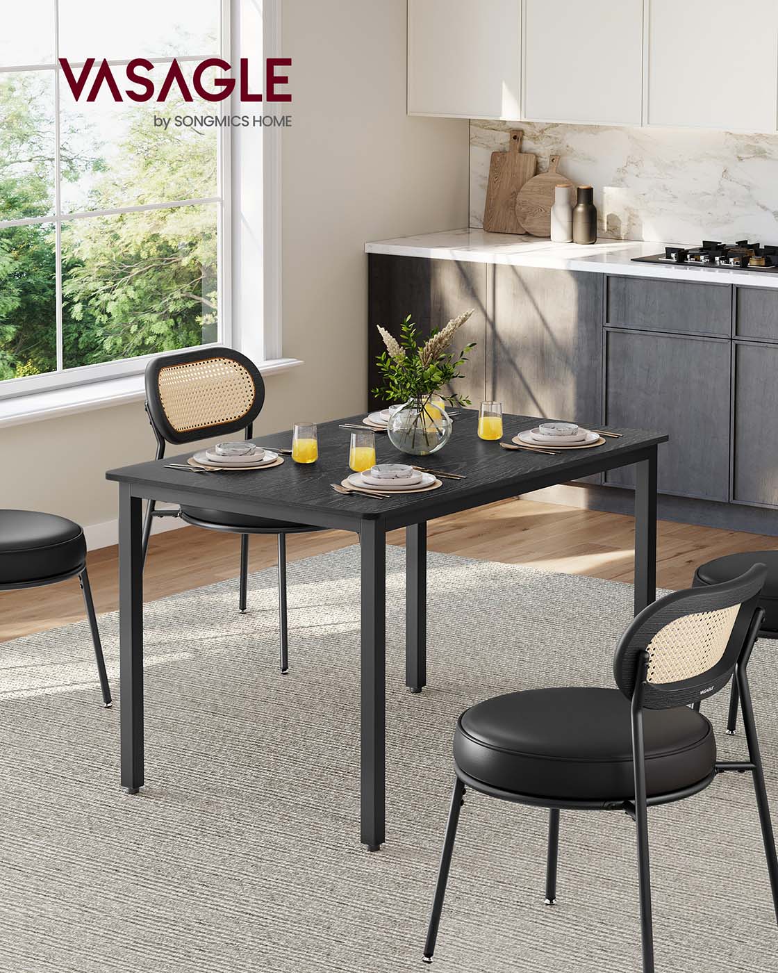 Round Dining Table – Wood – Ebony Black and Ink Black – 80 x 75 cm – Seats 4 People