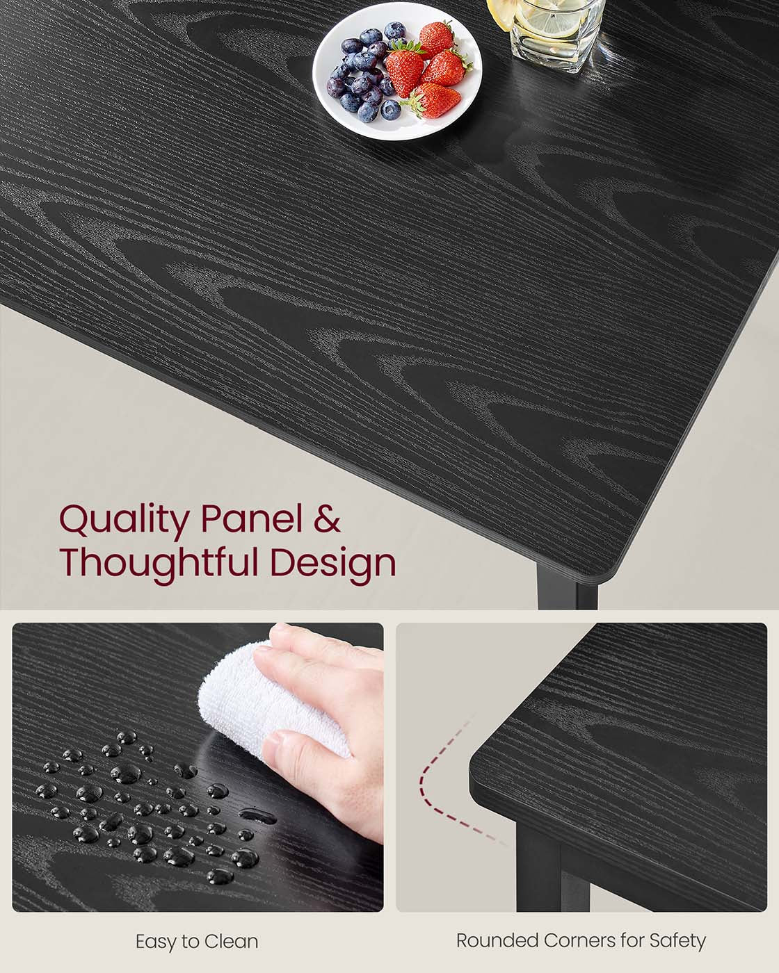 Round Dining Table – Wood – Ebony Black and Ink Black – 80 x 75 cm – Seats 4 People