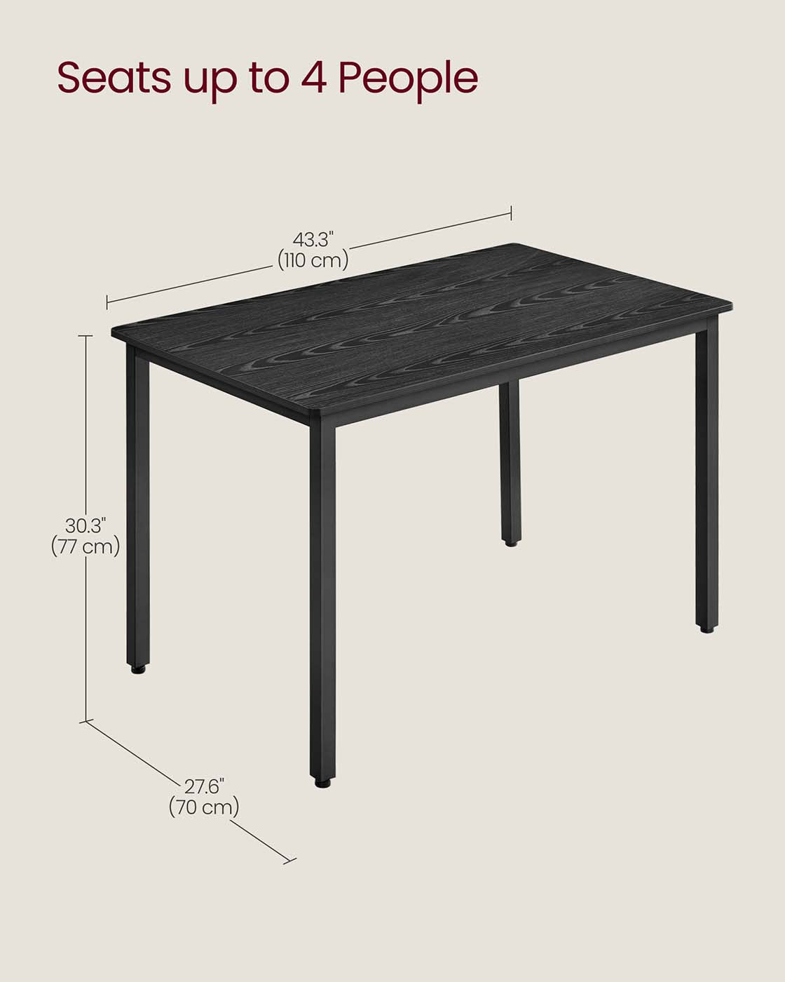 Round Dining Table – Wood – Ebony Black and Ink Black – 80 x 75 cm – Seats 4 People