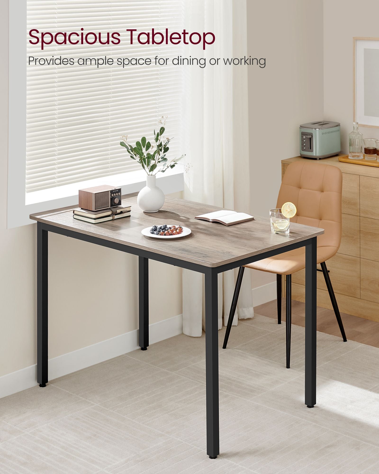 Round Dining Table – Wood – Heather Greige and Ink Black – Suitable for 4 People