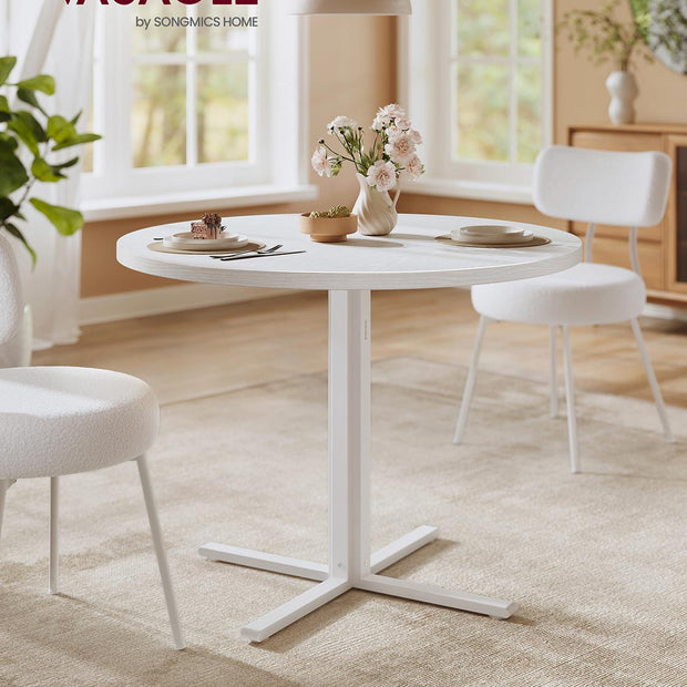 Round Dining Table – Wood – Snow White – Water-Resistant, 80 cm Diameter