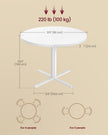 Round Dining Table – Wood – Snow White – Water-Resistant, 80 cm Diameter